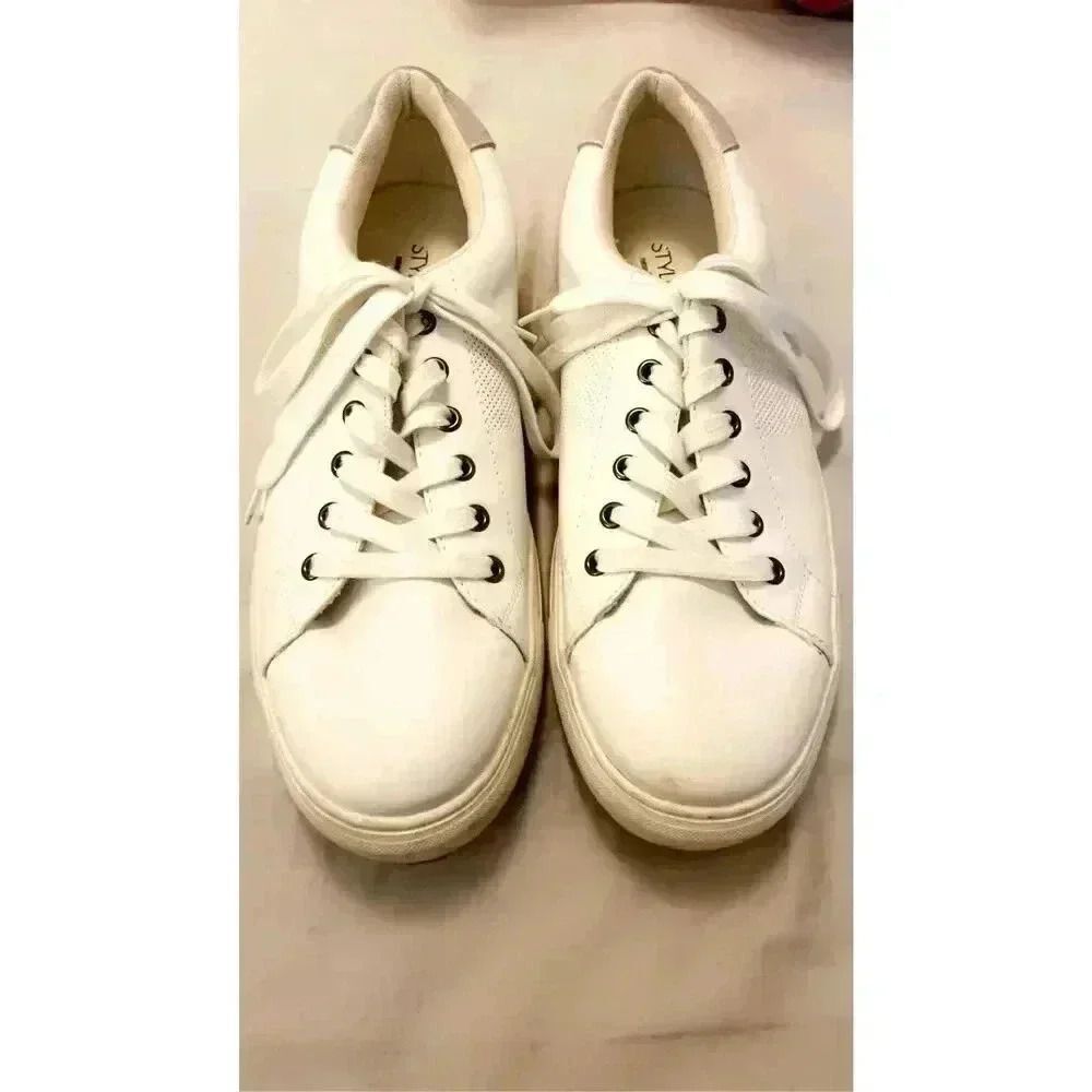 Stylus‎ Men’sWhite Lace-Up Sneakers Size 12 Memory Foam Casual Shoes
